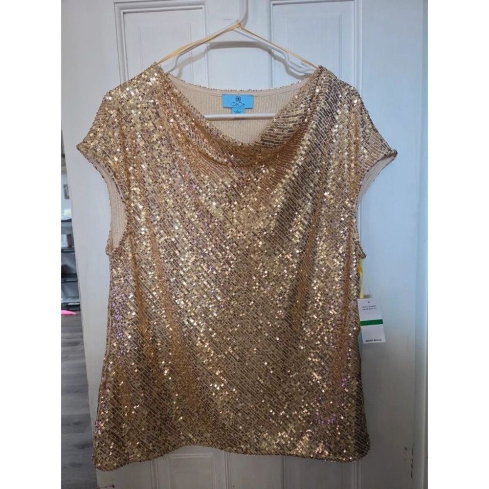 CeCe gold sequin dress top